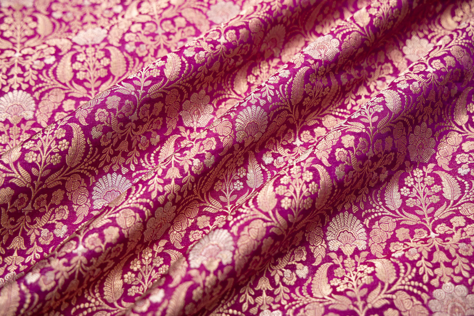 Magenta Pink Handwoven Banarasi Brocade Fabric