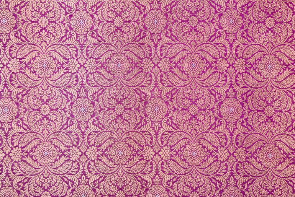 Magenta Pink Handwoven Banarasi Brocade Fabric