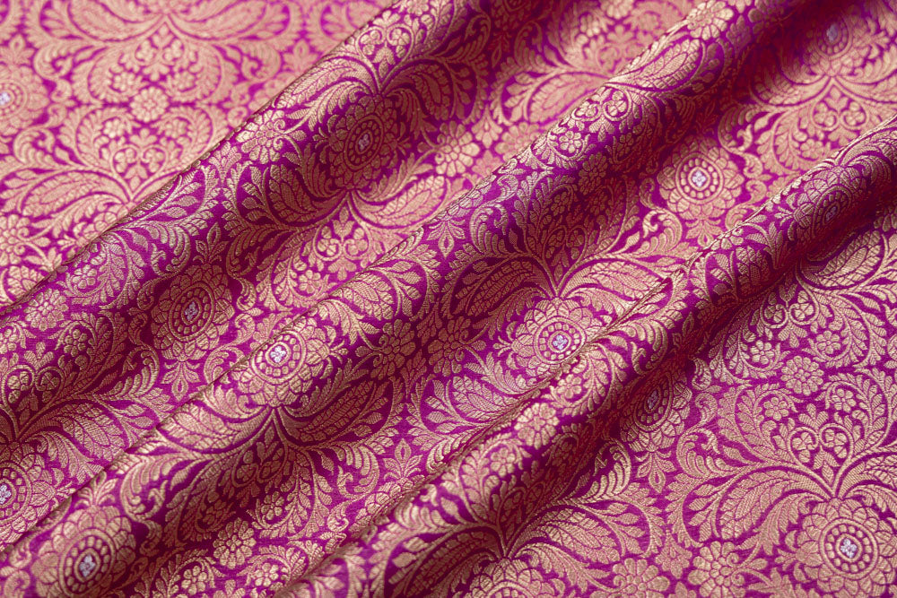 Magenta Pink Handwoven Banarasi Brocade Fabric