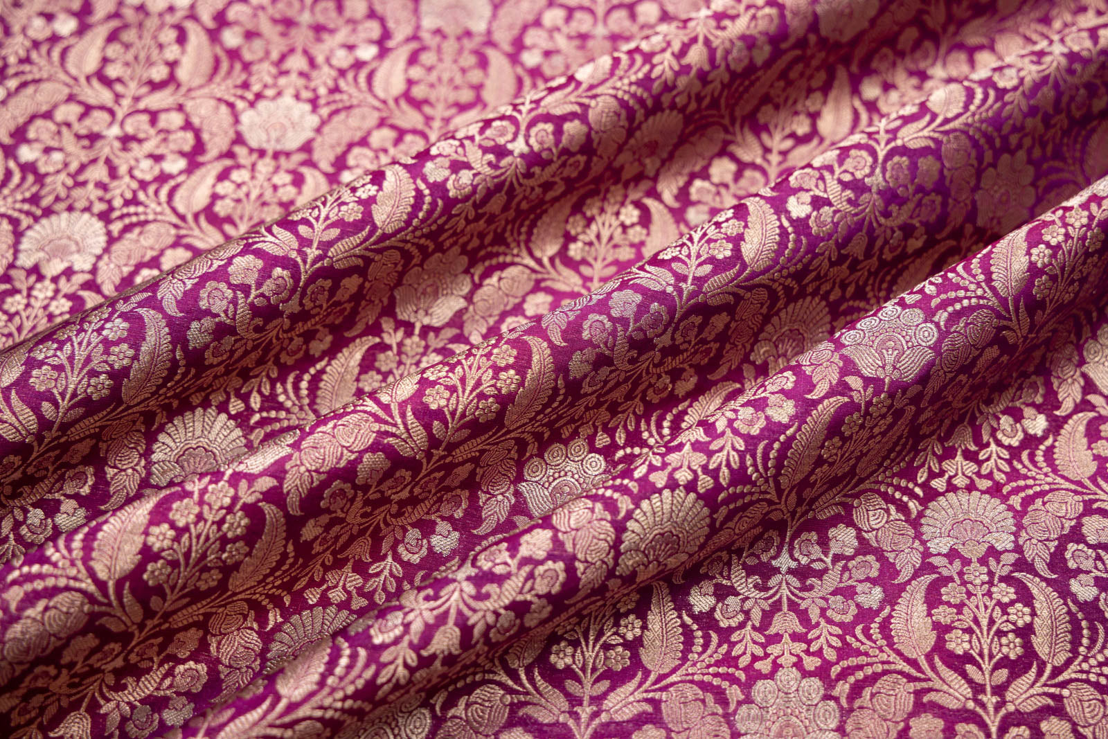 Magenta Pink Handwoven Banarasi Brocade Fabric