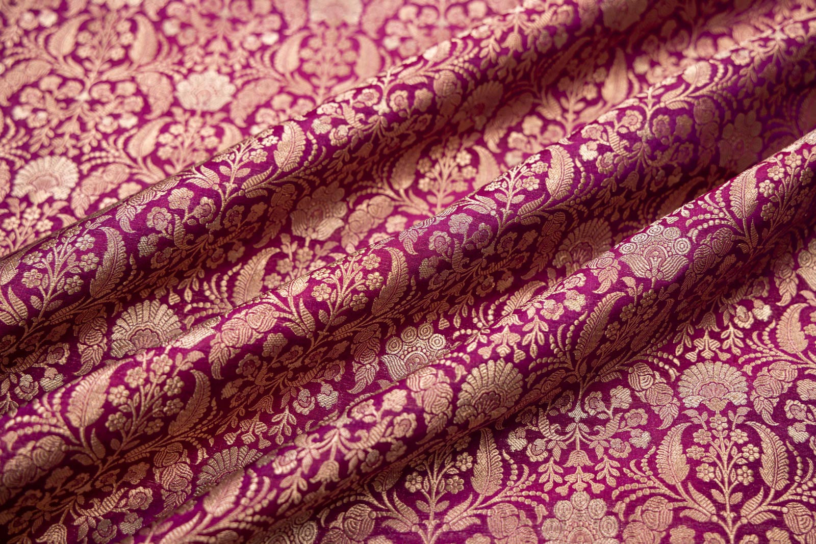 Magenta Pink Handwoven Banarasi Brocade Fabric