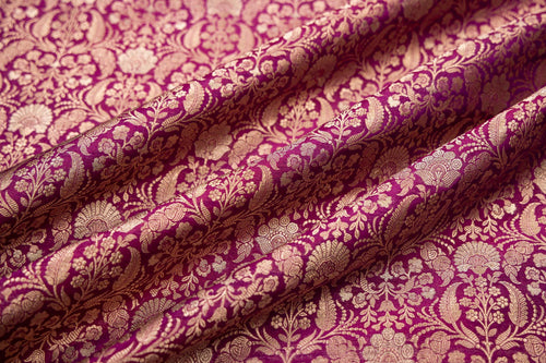 Magenta Pink Handwoven Banarasi Brocade Fabric