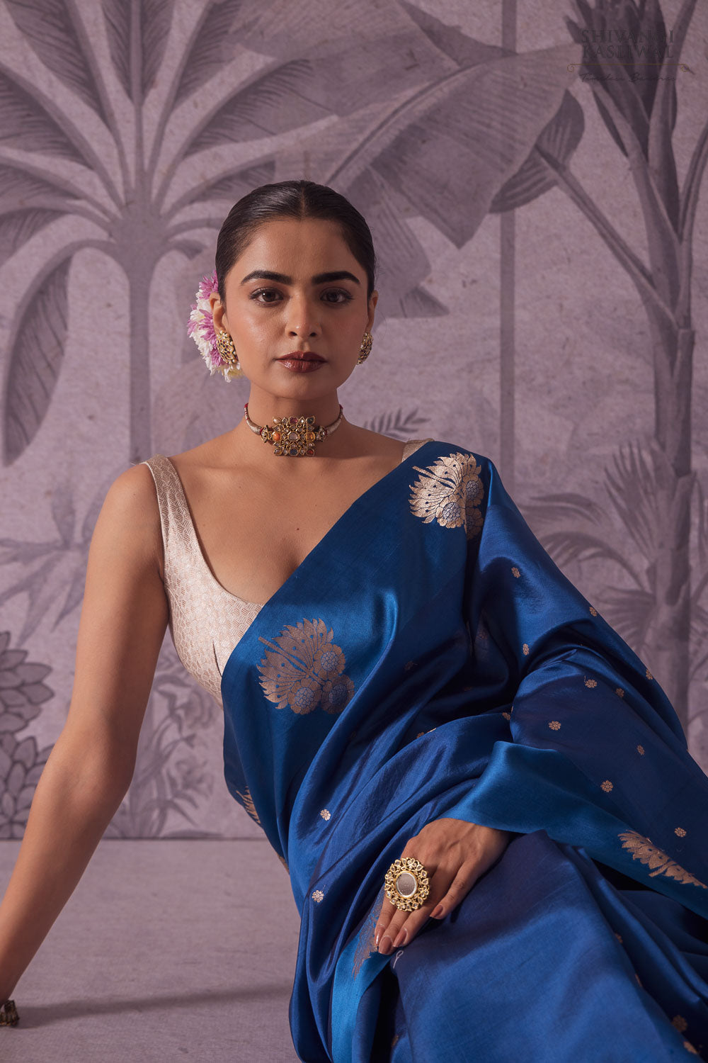 Peacock Blue Handwoven Banarasi Pure Silk Saree