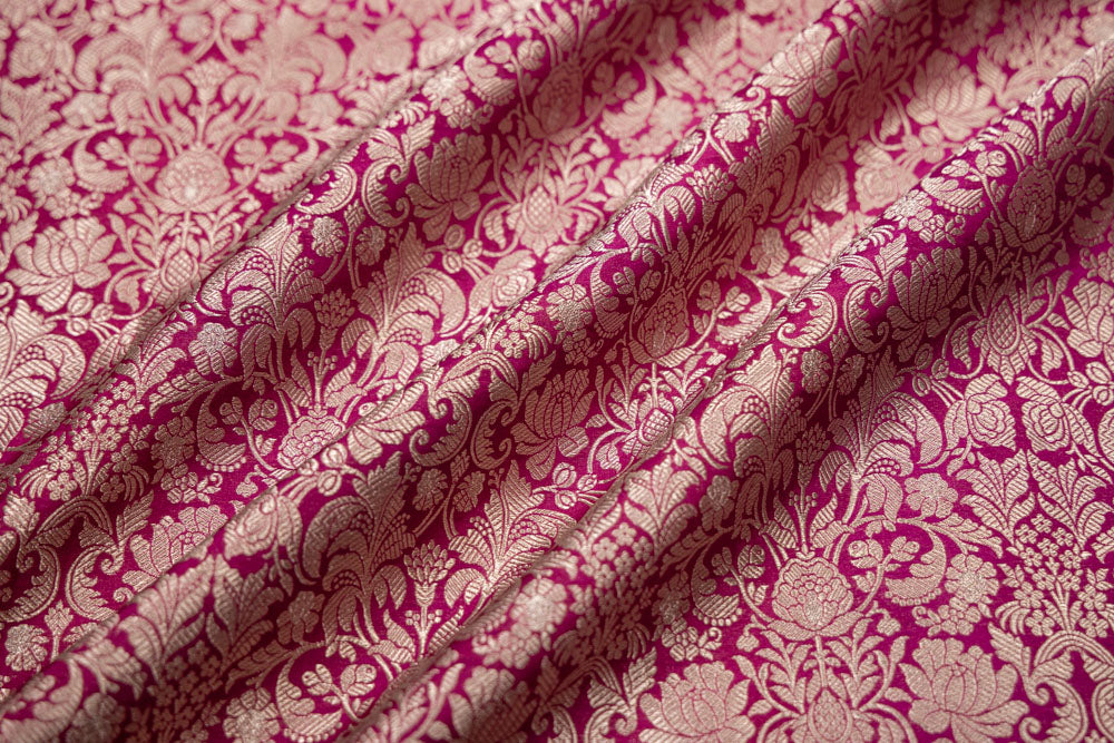 Pink Handwoven Banarasi Brocade Fabric