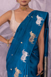 Peacock Blue Handwoven Banarasi Pure Silk Saree