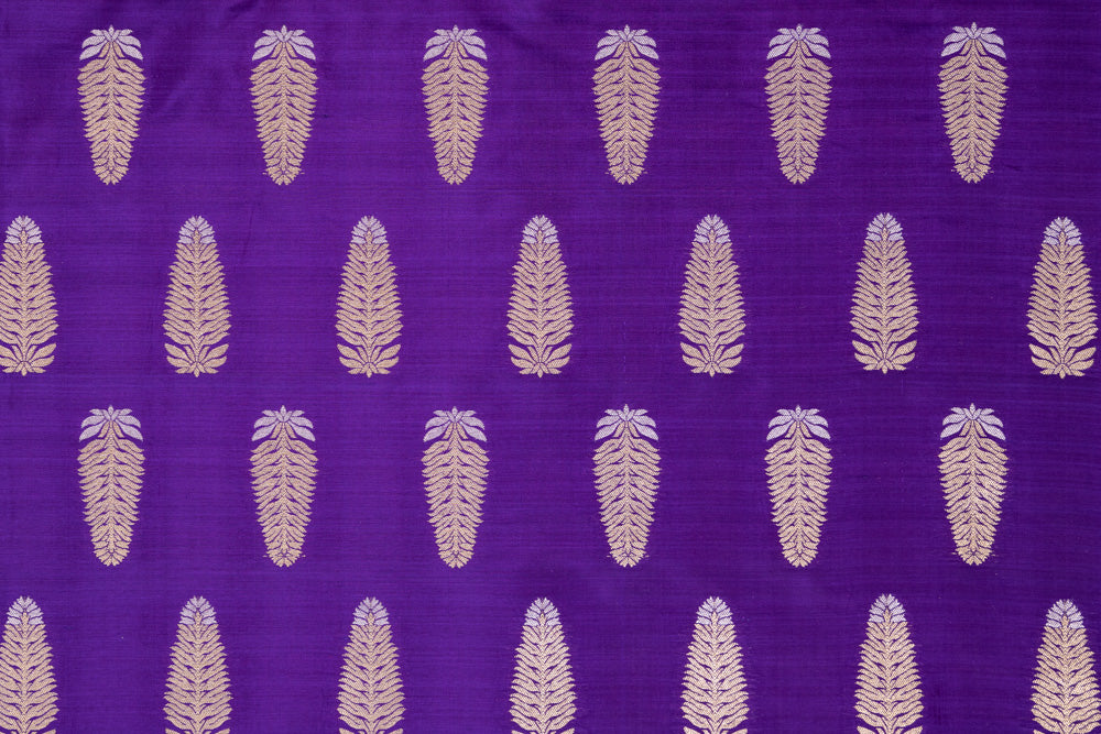 Purple Handwoven Banarasi Silk Fabric