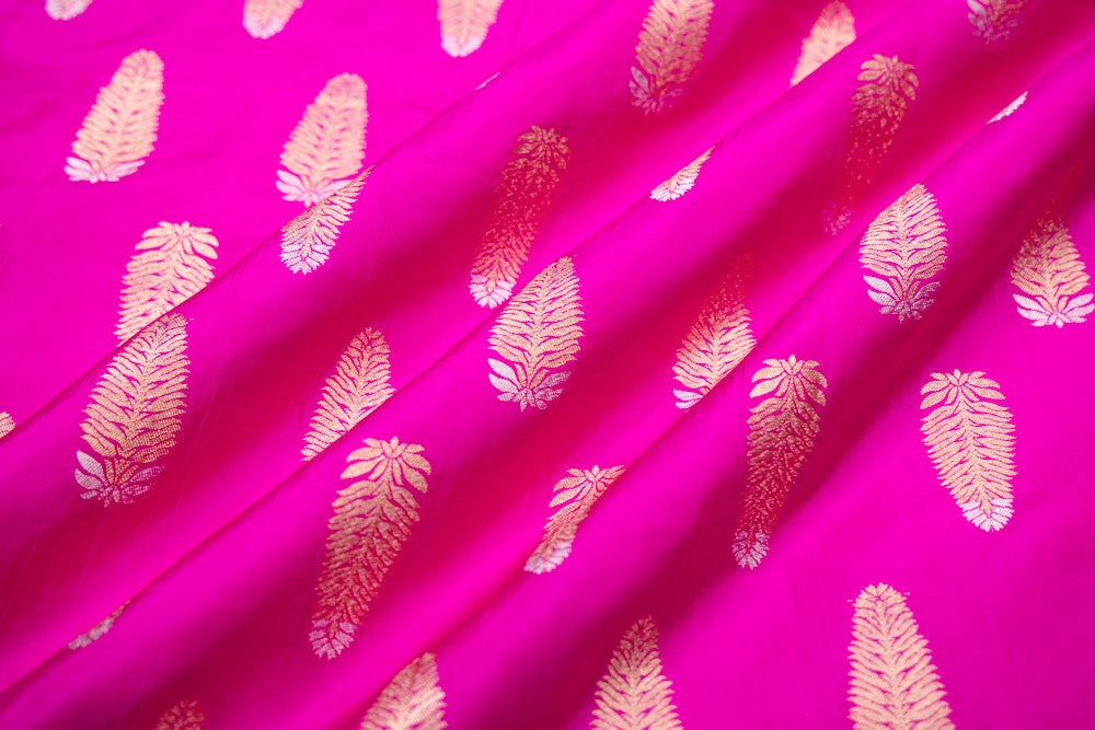 Rani Pink Handwoven Banarasi Silk Fabric