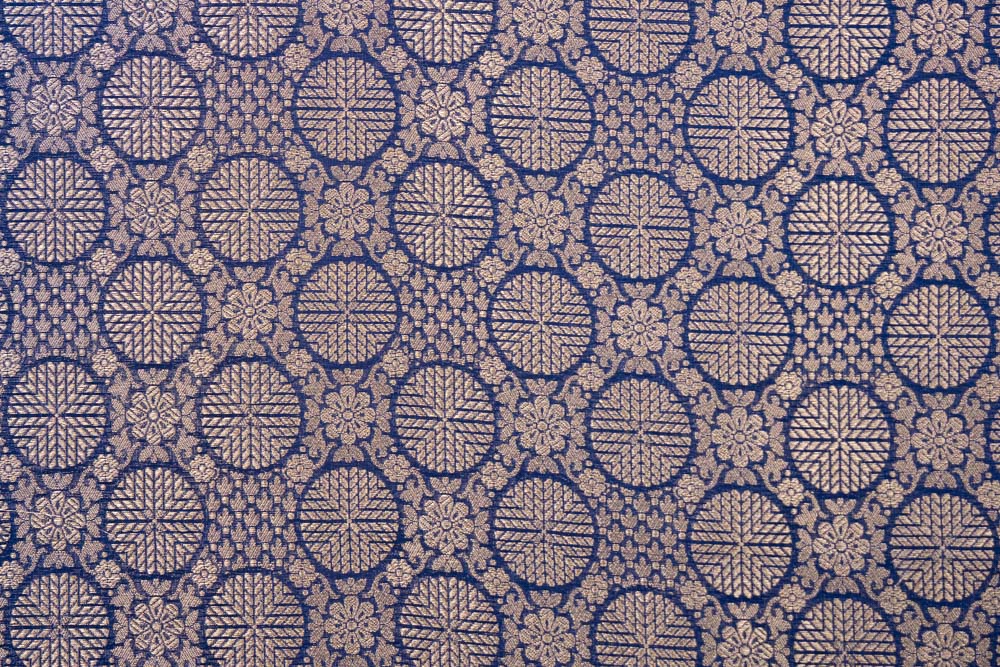 Navy Blue Handwoven Banarasi Brocade Fabric