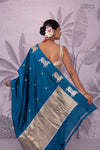 Peacock Blue Handwoven Banarasi Pure Silk Saree