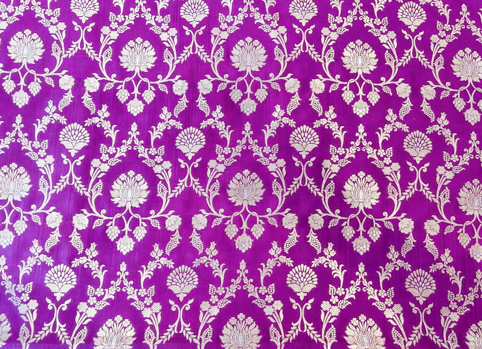 Magenta Pink Handwoven Banarasi Silk Fabric