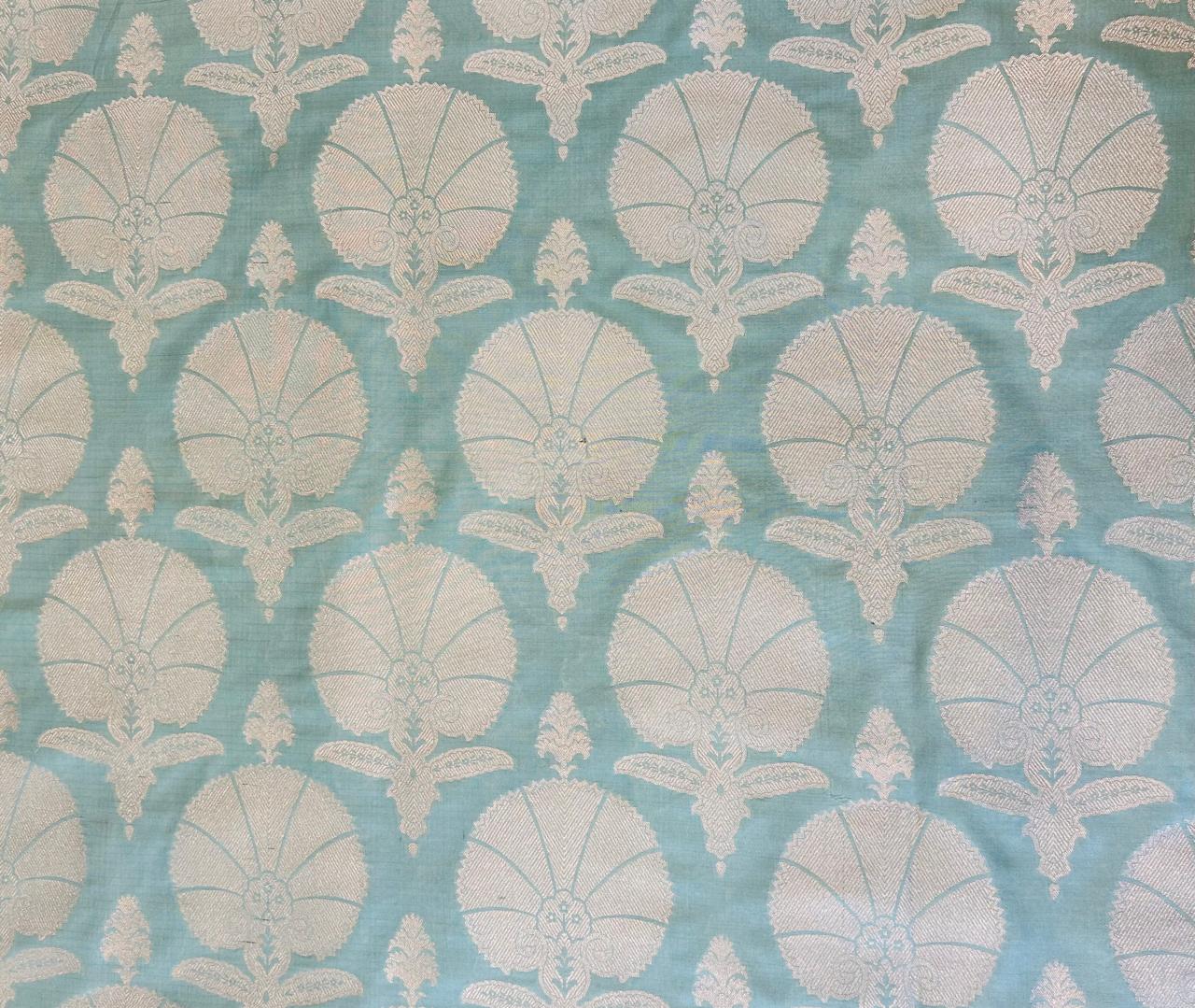 Sky Blue Handwoven Banarasi Silk Fabric