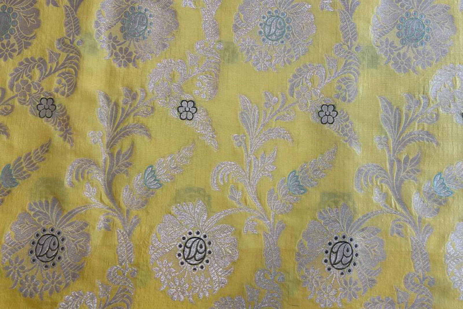 Lemon Yellow Handwoven Banarasi Silk Fabric