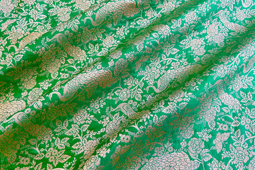 Green Handwoven Banarasi Silk Fabric