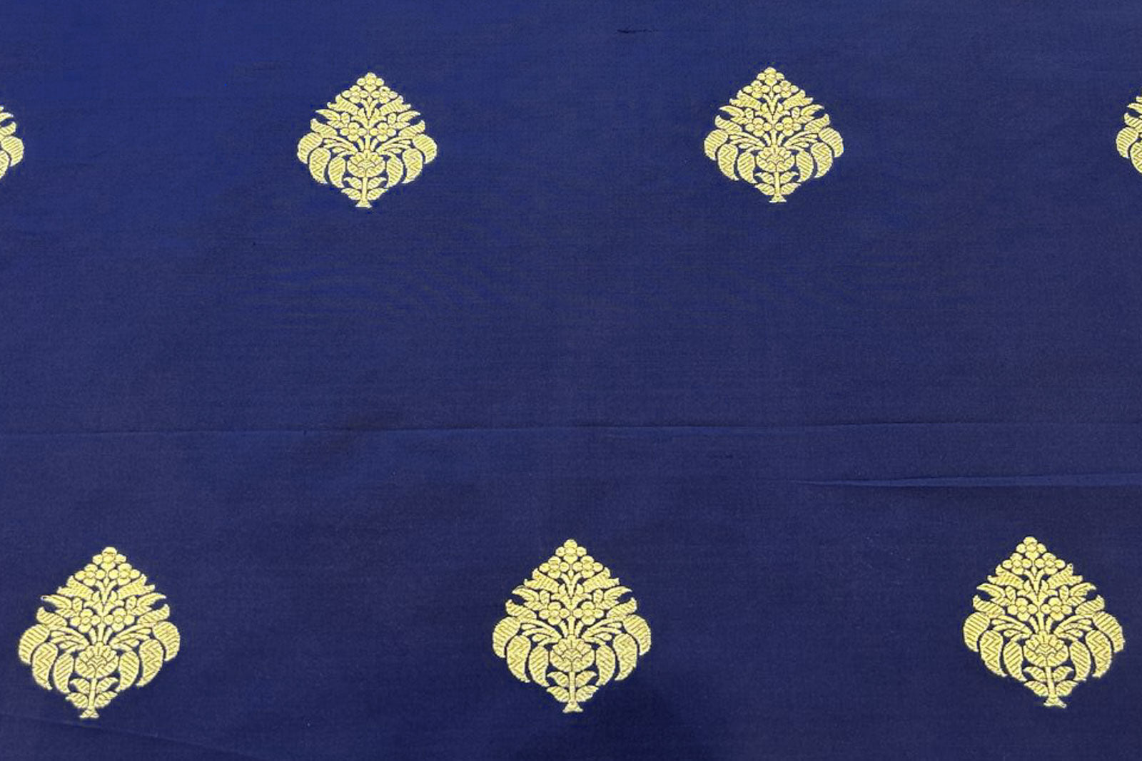 Navy Blue Handwoven Banarasi Silk Fabric