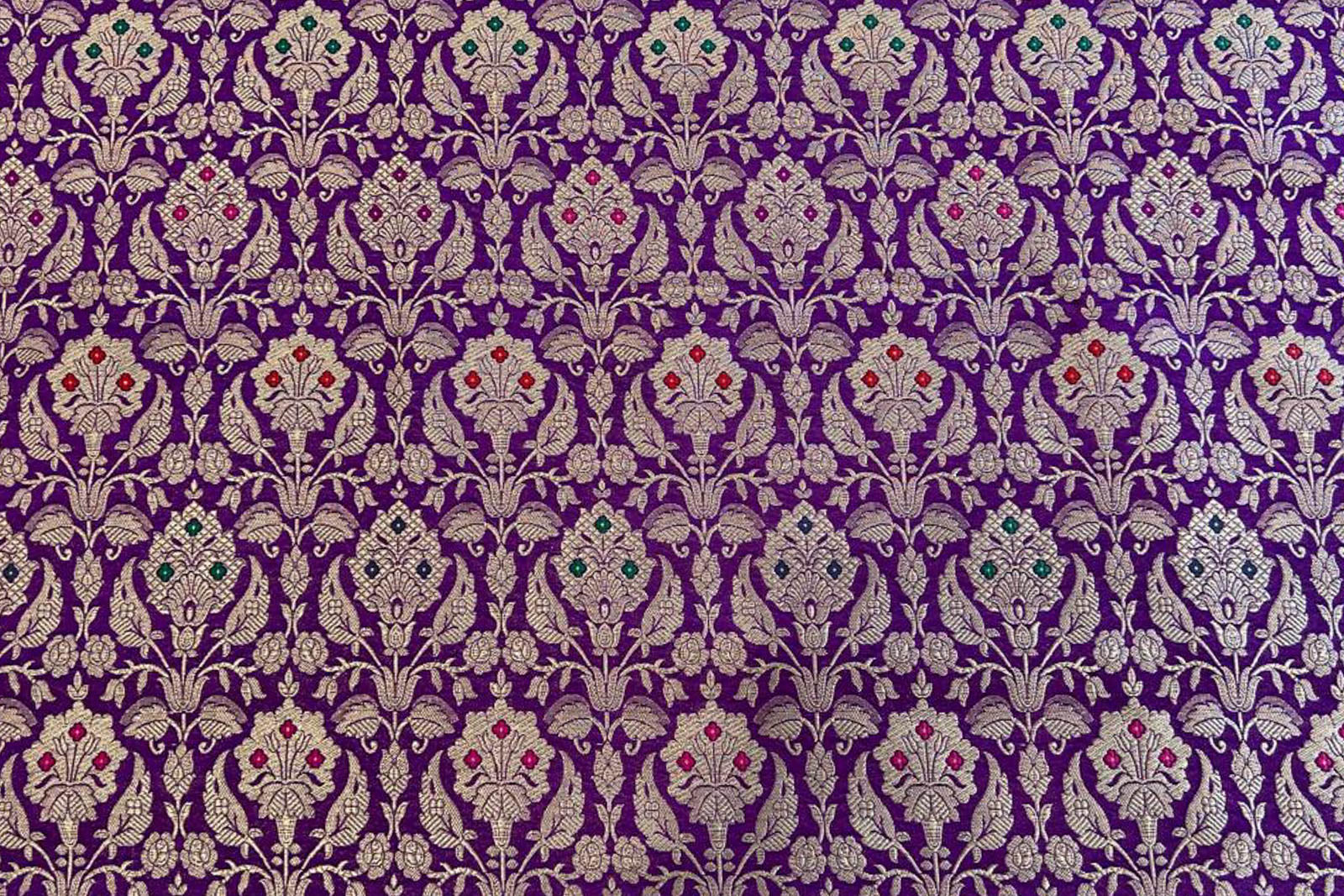 Purple Handwoven Banarasi Brocade Fabric