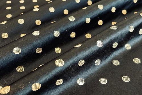 Black Handwoven Banarasi Mashru Silk Fabric