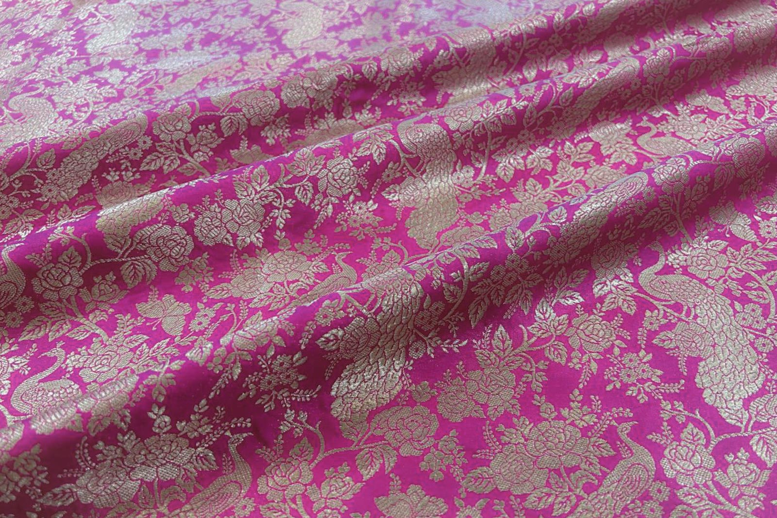 Rani Pink Handwoven Banarasi Silk Fabric