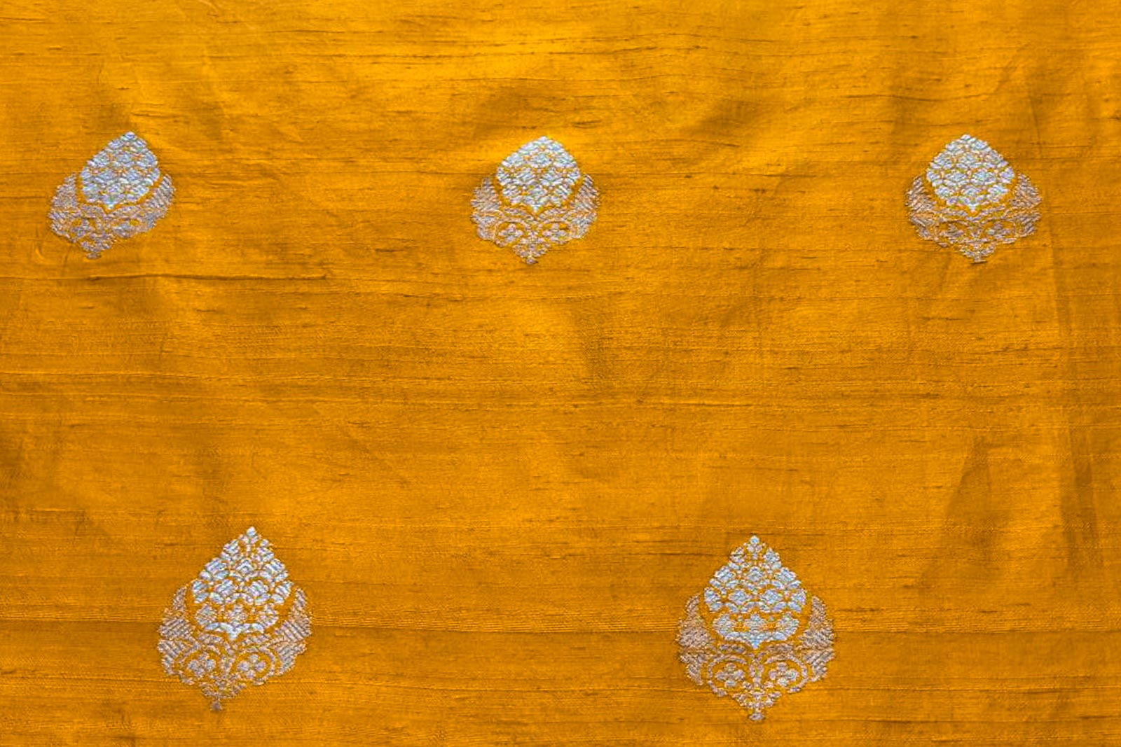 Mustard Yellow Handwoven Banarasi Raw Silk Fabric