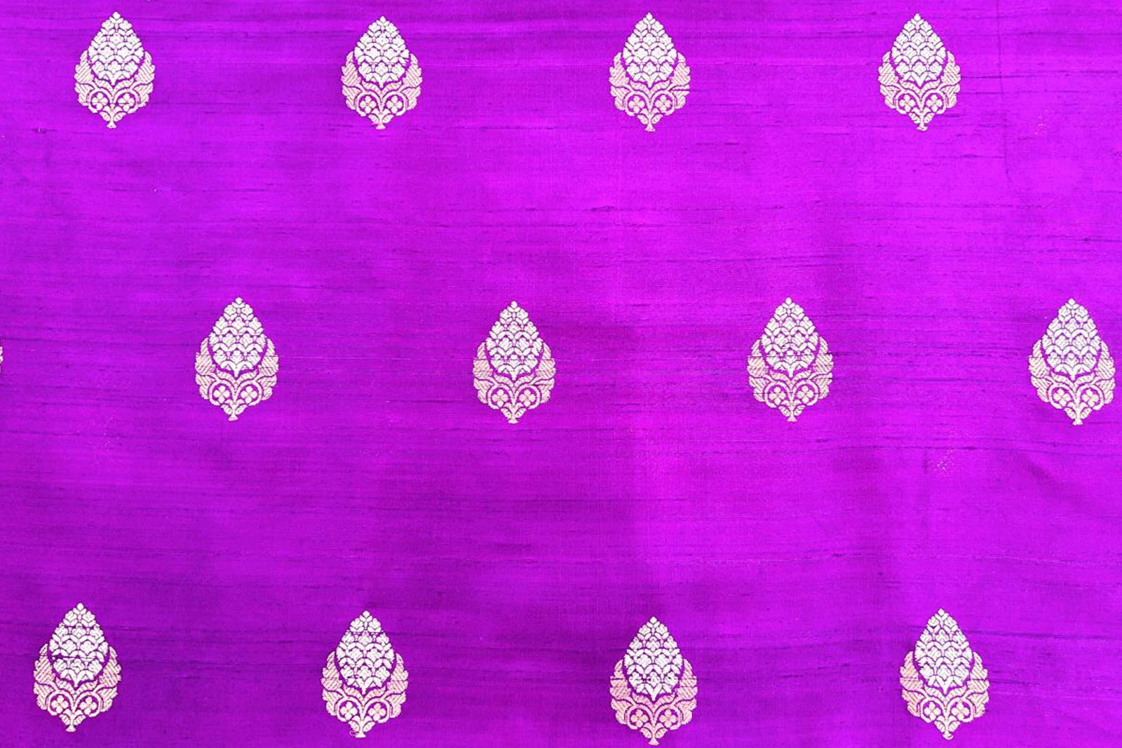 Magenta Pink Handwoven Banarasi Raw Silk Fabric