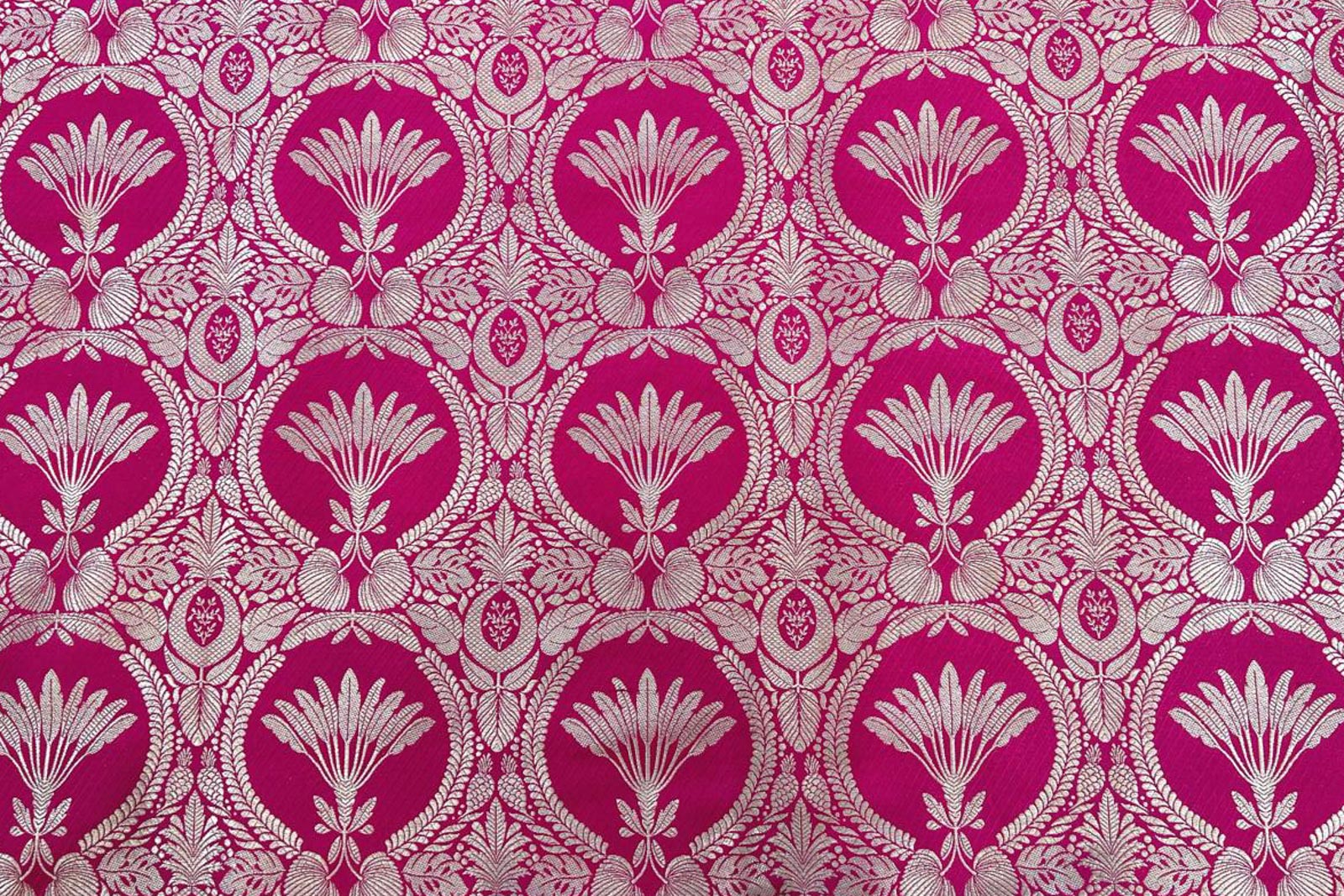 Fuchsia Pink Handwoven Banarasi Silk Fabric