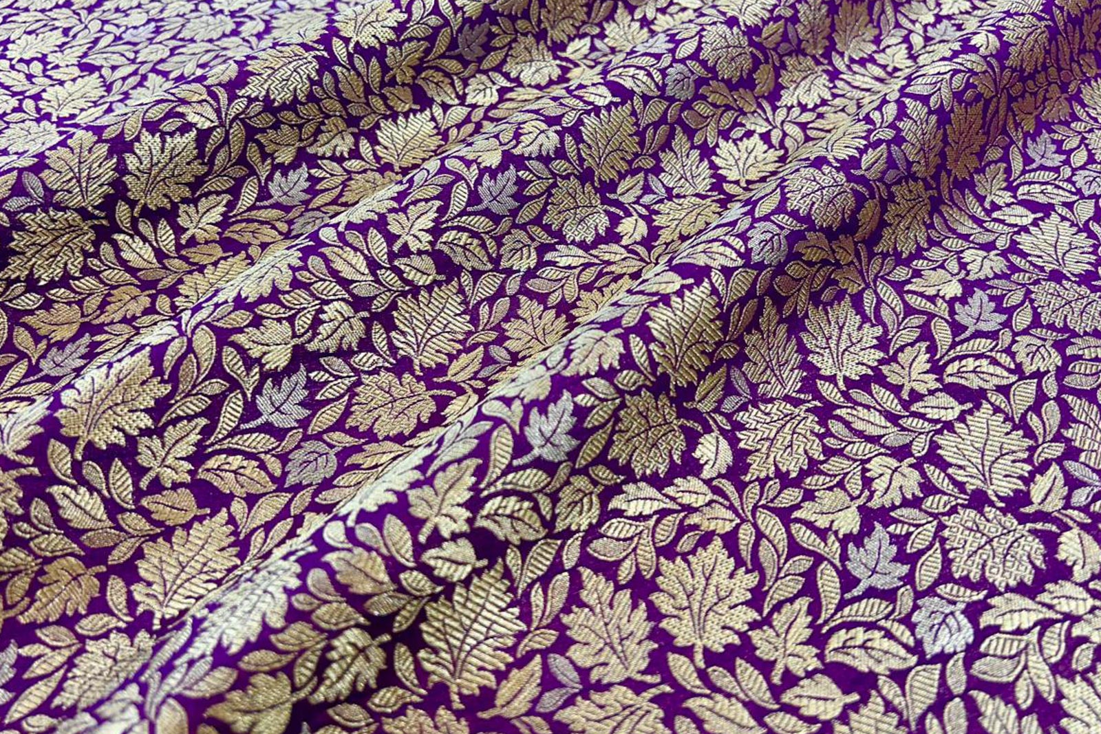 Purple Handwoven Banarasi Brocade Fabric