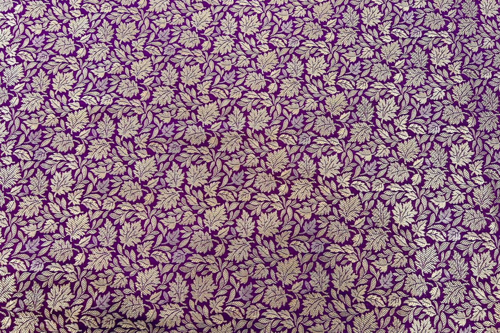 Purple Handwoven Banarasi Brocade Fabric