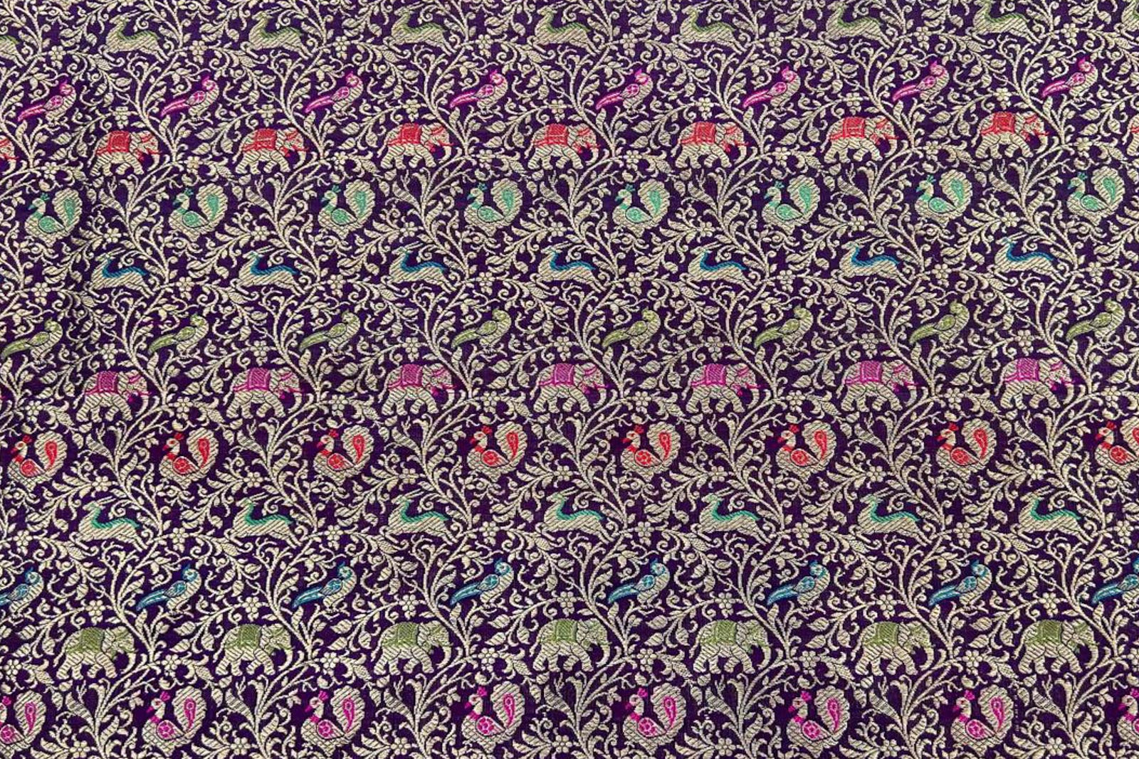 Deep Purple Handwoven Banarasi Silk Fabric