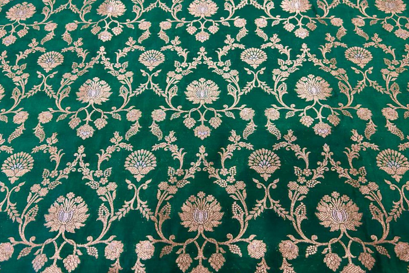 Green Handwoven Banarasi Silk Fabric