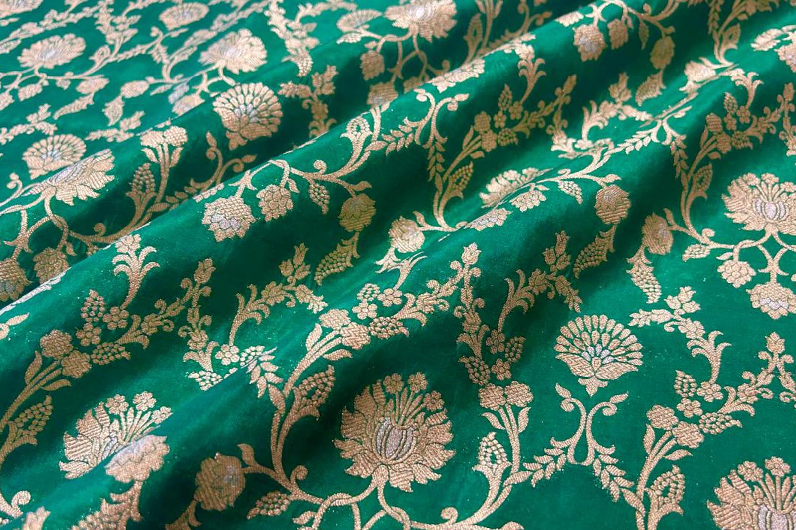 Green Handwoven Banarasi Silk Fabric