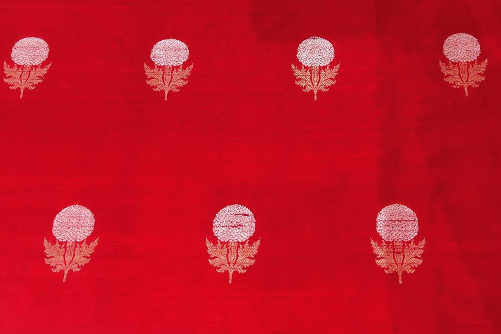 Red Handwoven Banarasi Raw Silk Fabric