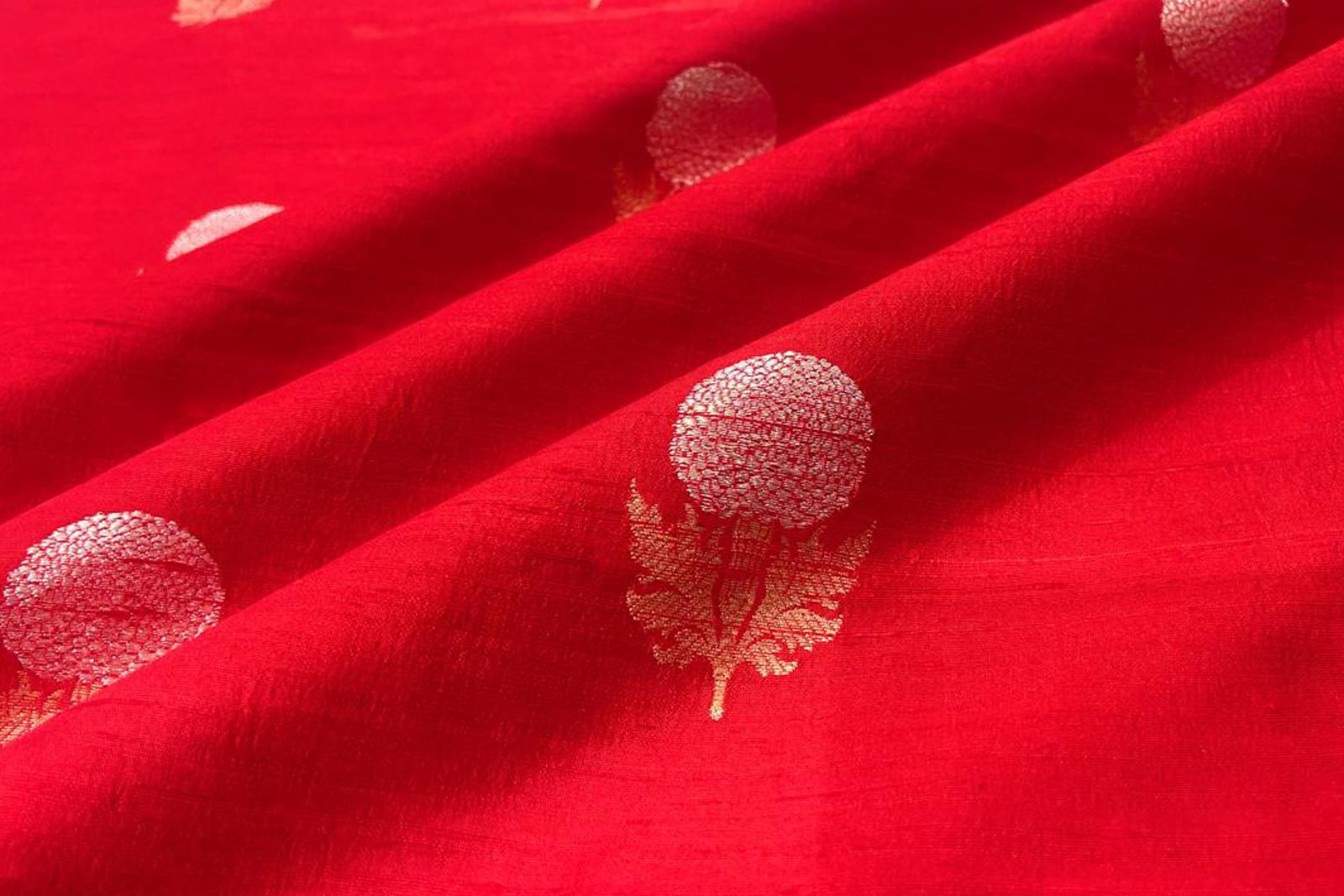 Red Handwoven Banarasi Raw Silk Fabric