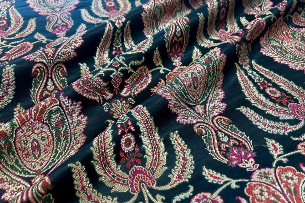 Black Handwoven Banarasi Brocade Fabric