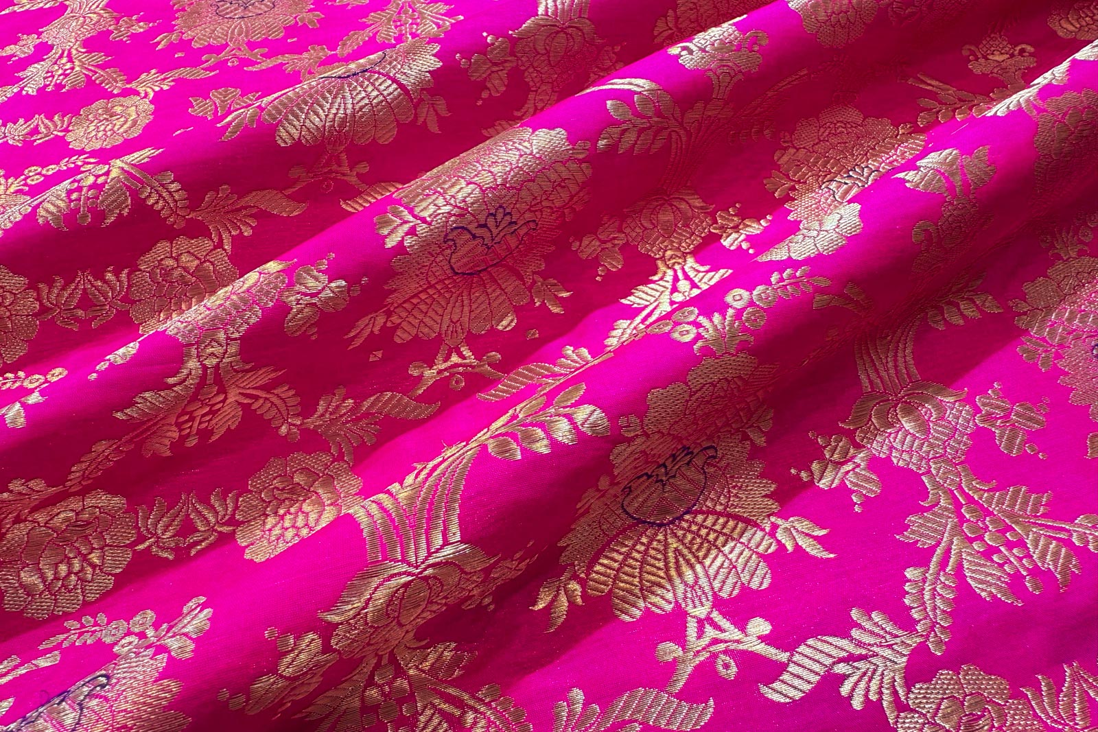 Rani Pink Handwoven Banarasi Silk Fabric
