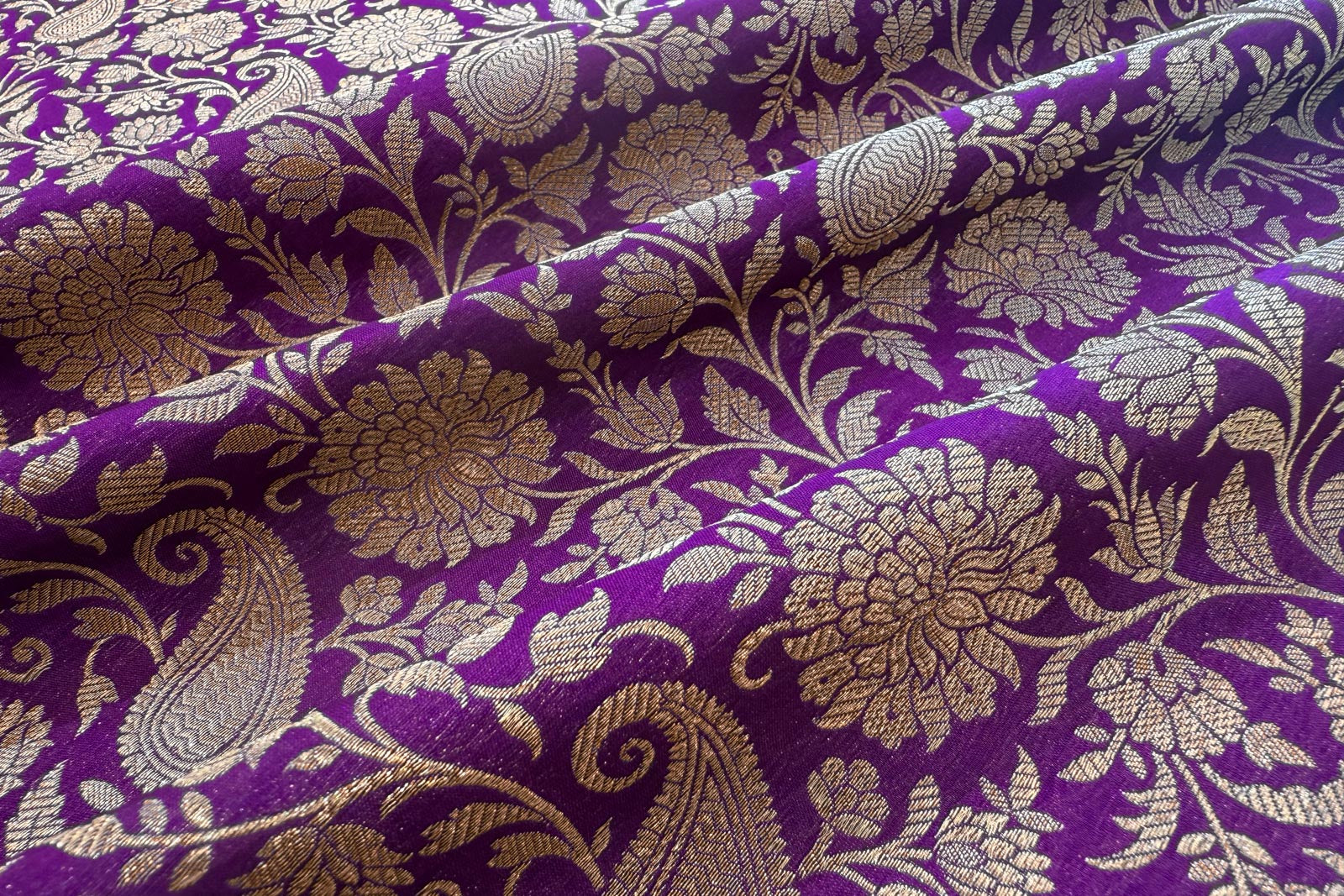 Magenta Pink Handwoven Banarasi Brocade Fabric