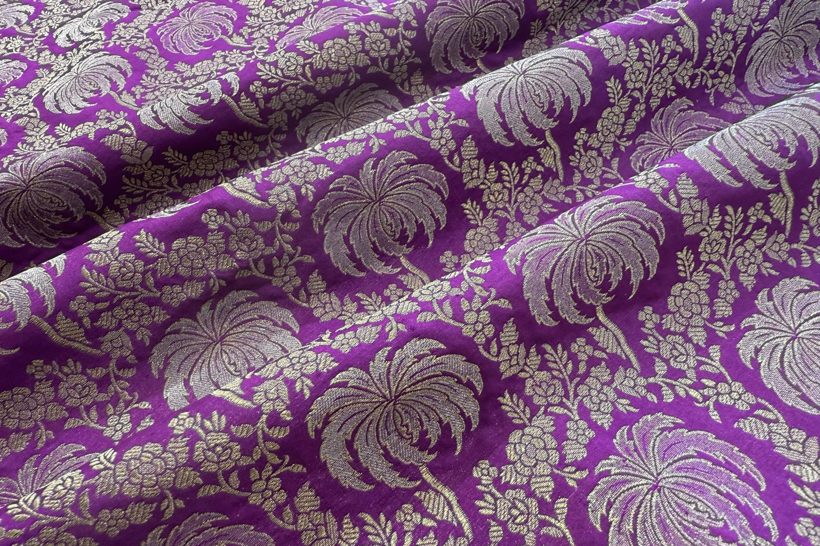 Magenta Pink Handwoven Banarasi Silk Fabric