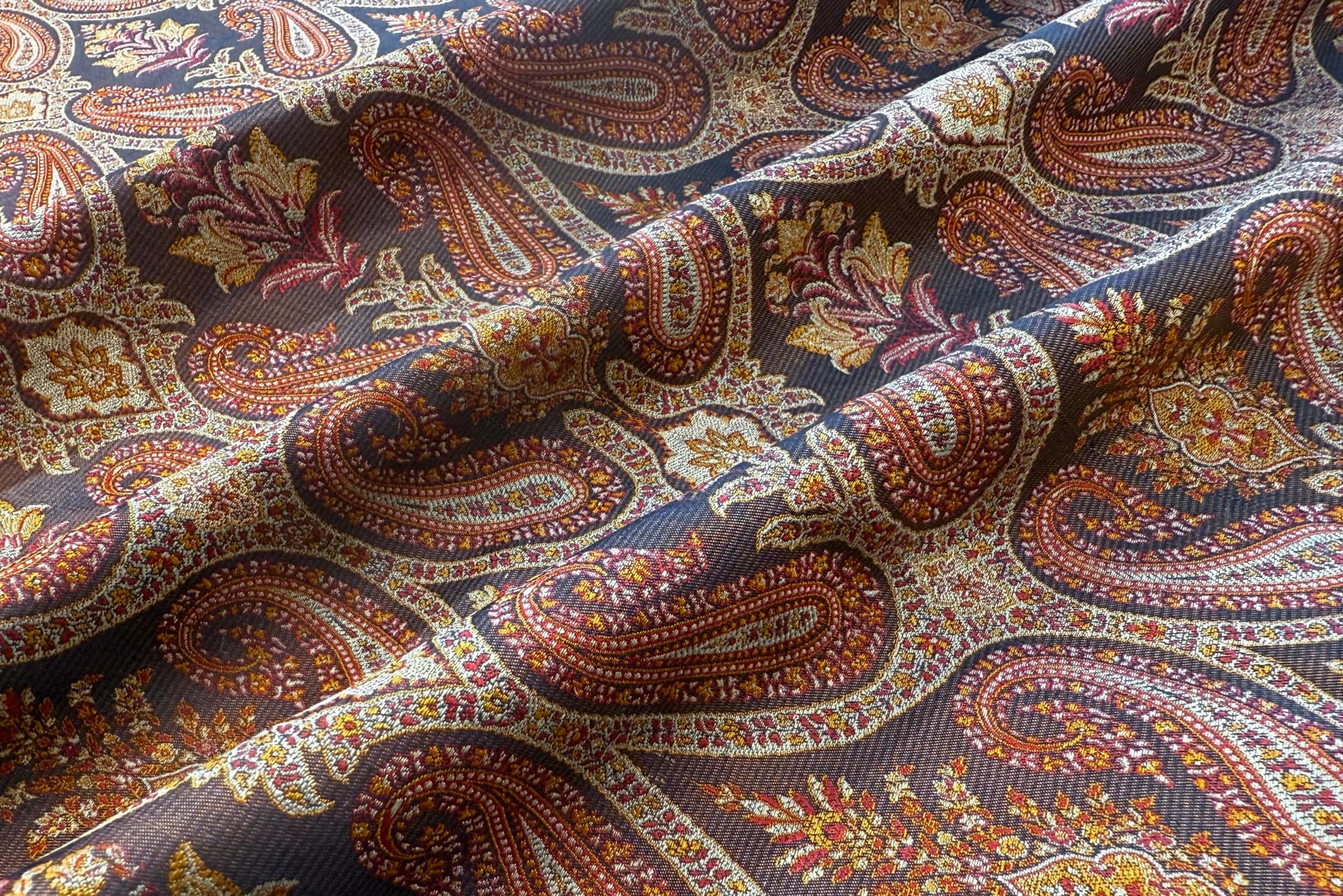 Brown Handwoven Tanchoi Silk Fabric