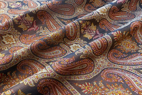 Brown Handwoven Tanchoi Silk Fabric