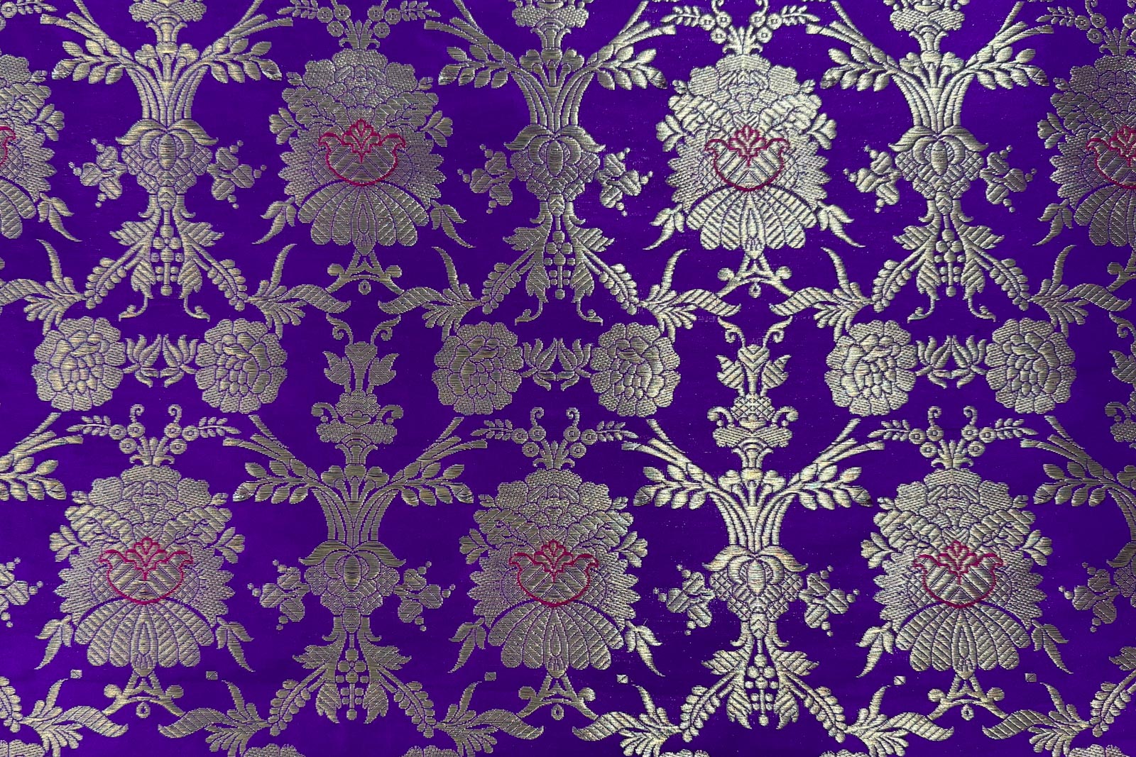 Bluish Purple Handwoven Banarasi Silk Fabric