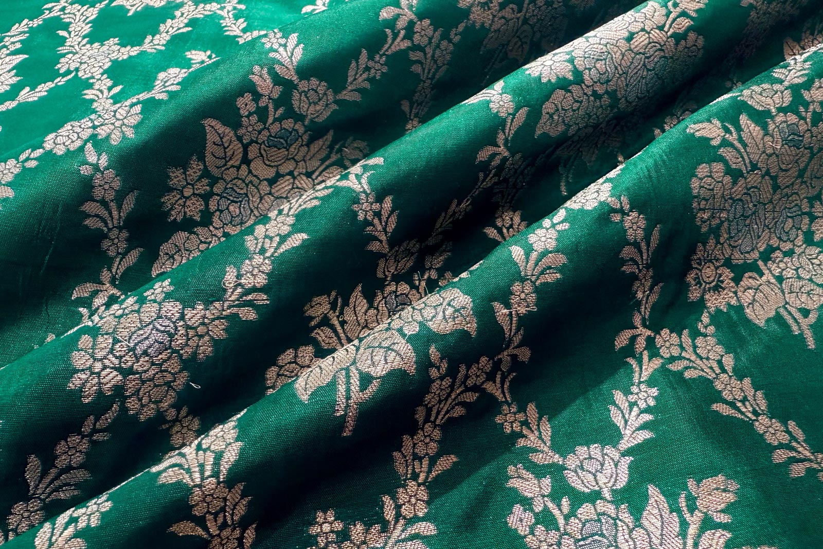Green Handwoven Banarasi Silk Fabric