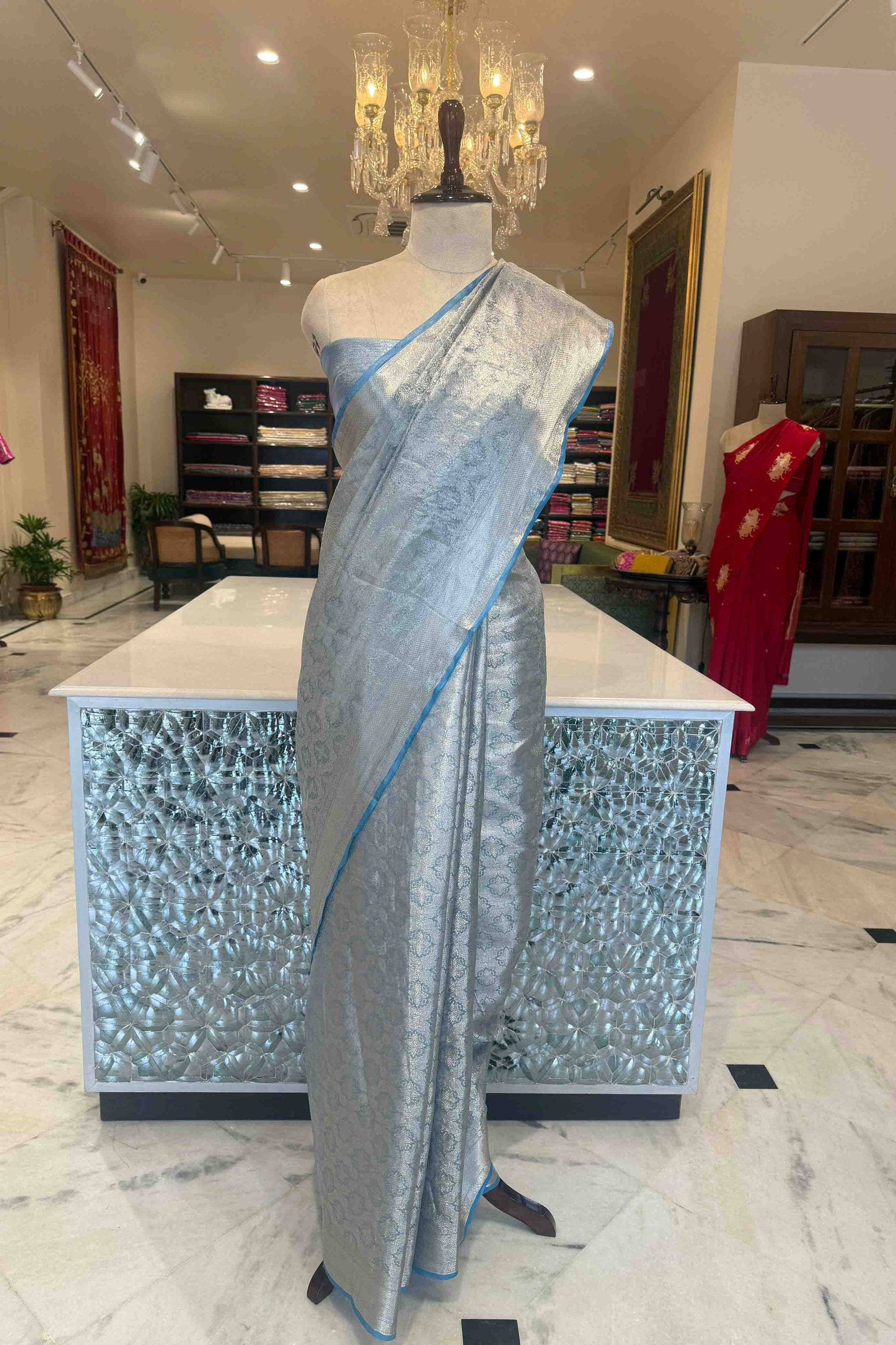 Blue Handwoven Banarasi Tissue Silk Saree