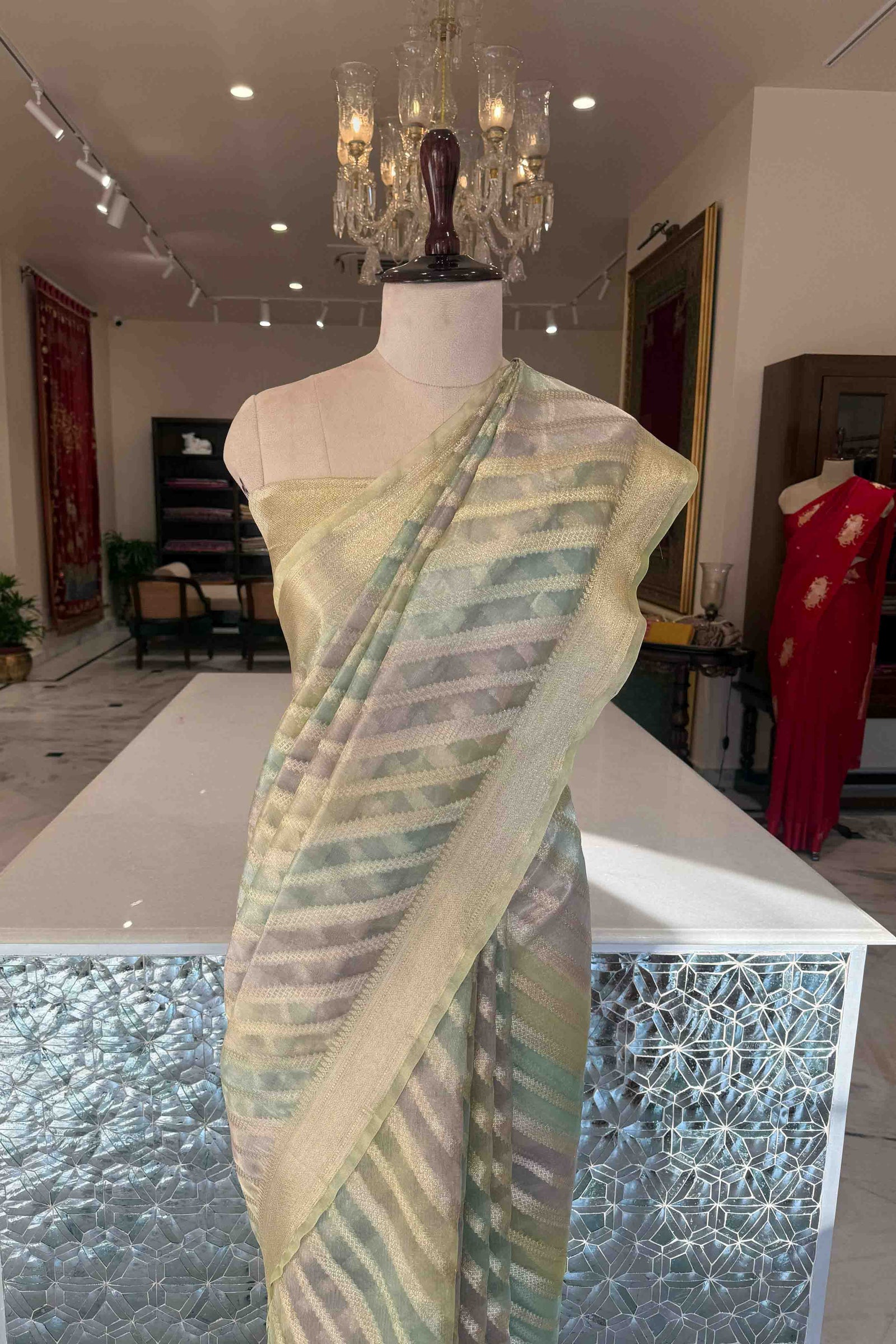 Multicolor Handwoven Banarasi Tissue Silk Saree