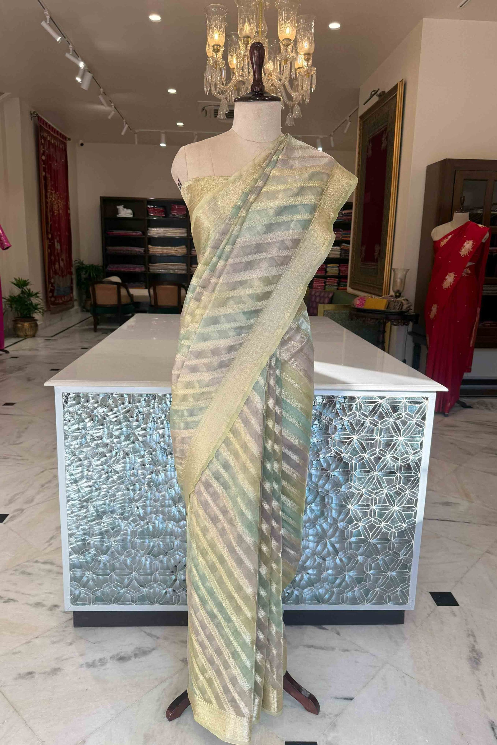 Multicolor Handwoven Banarasi Tissue Silk Saree