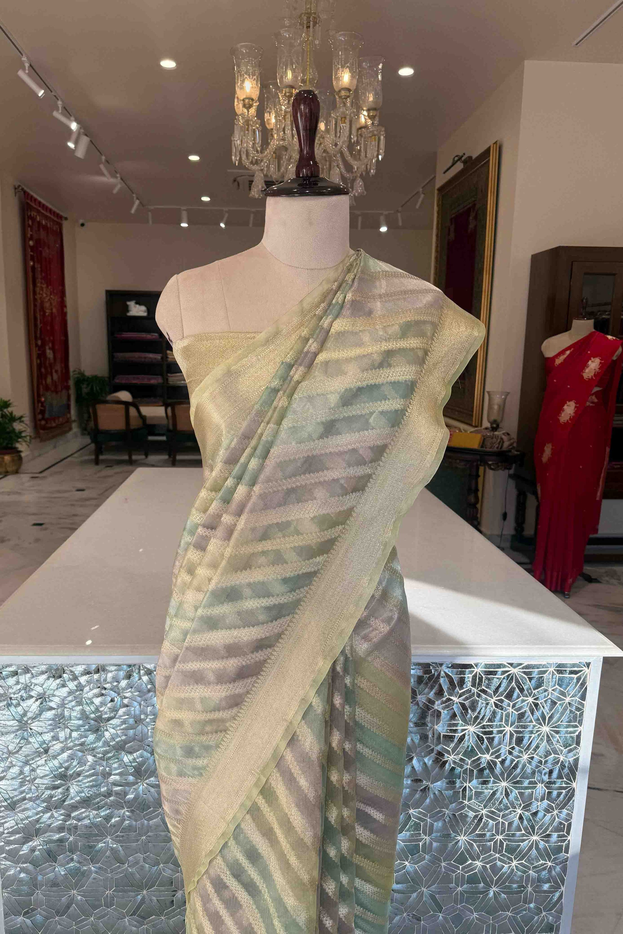 Multicolor Handwoven Banarasi Tissue Silk Saree