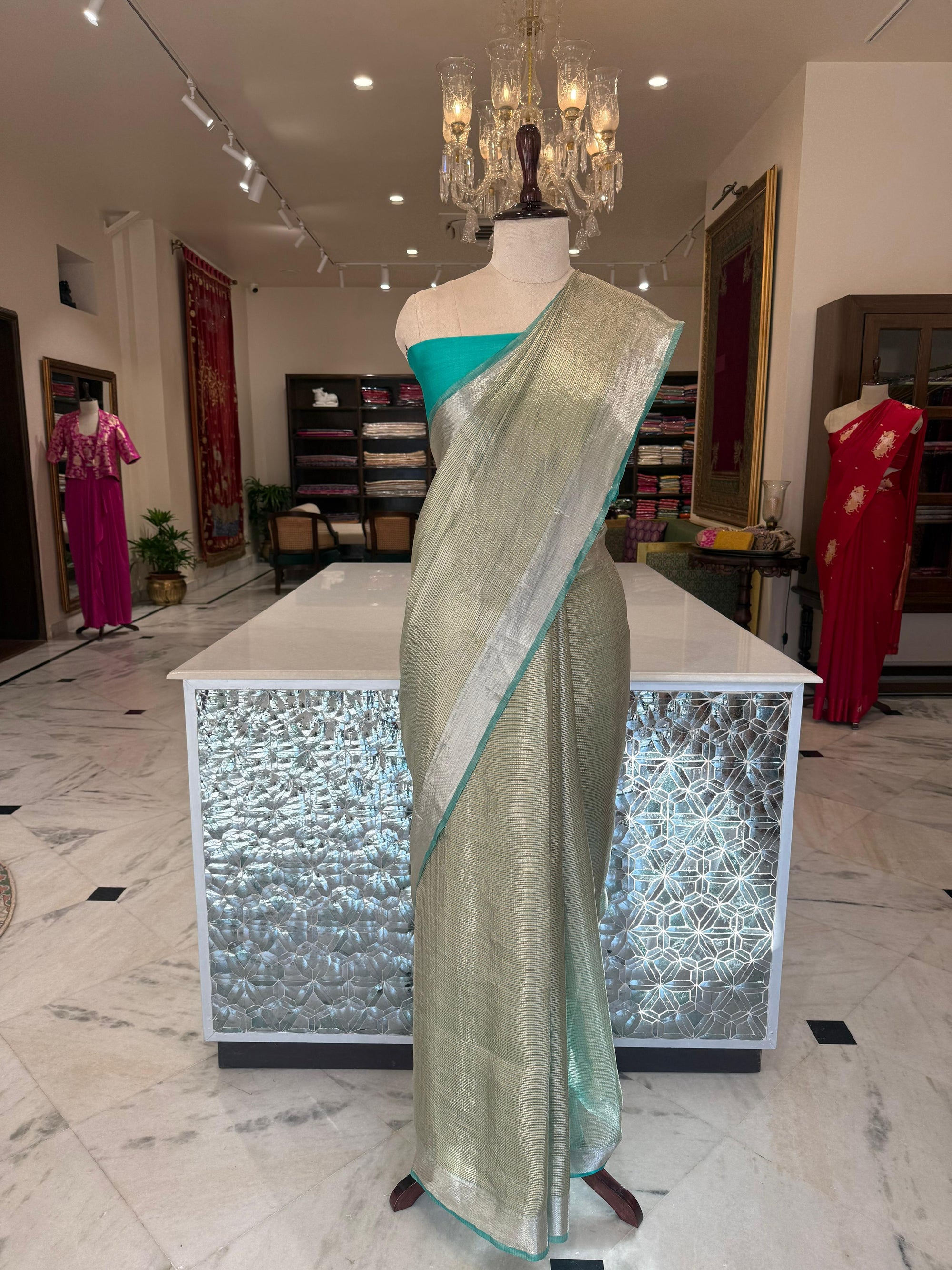 Green Handwoven Banarasi Tissue Silk Saree