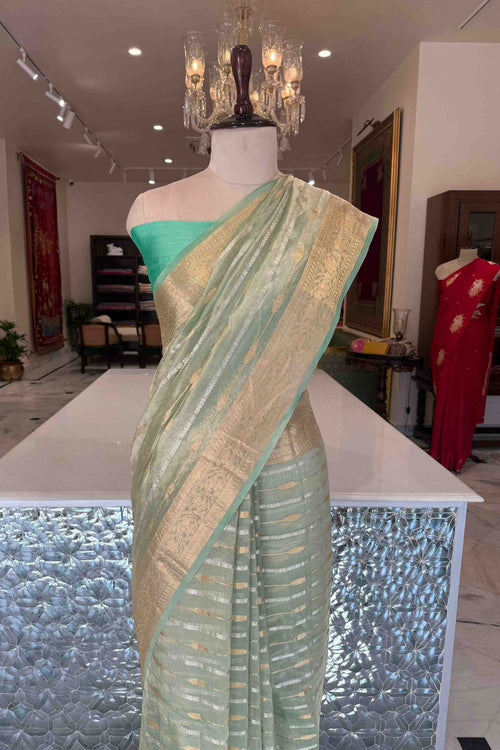 Green Handwoven Banarasi Tissue Silk Saree