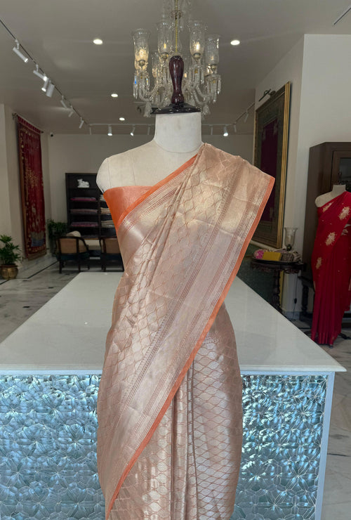 Orange Handwoven Banarasi Tissue Silk Saree