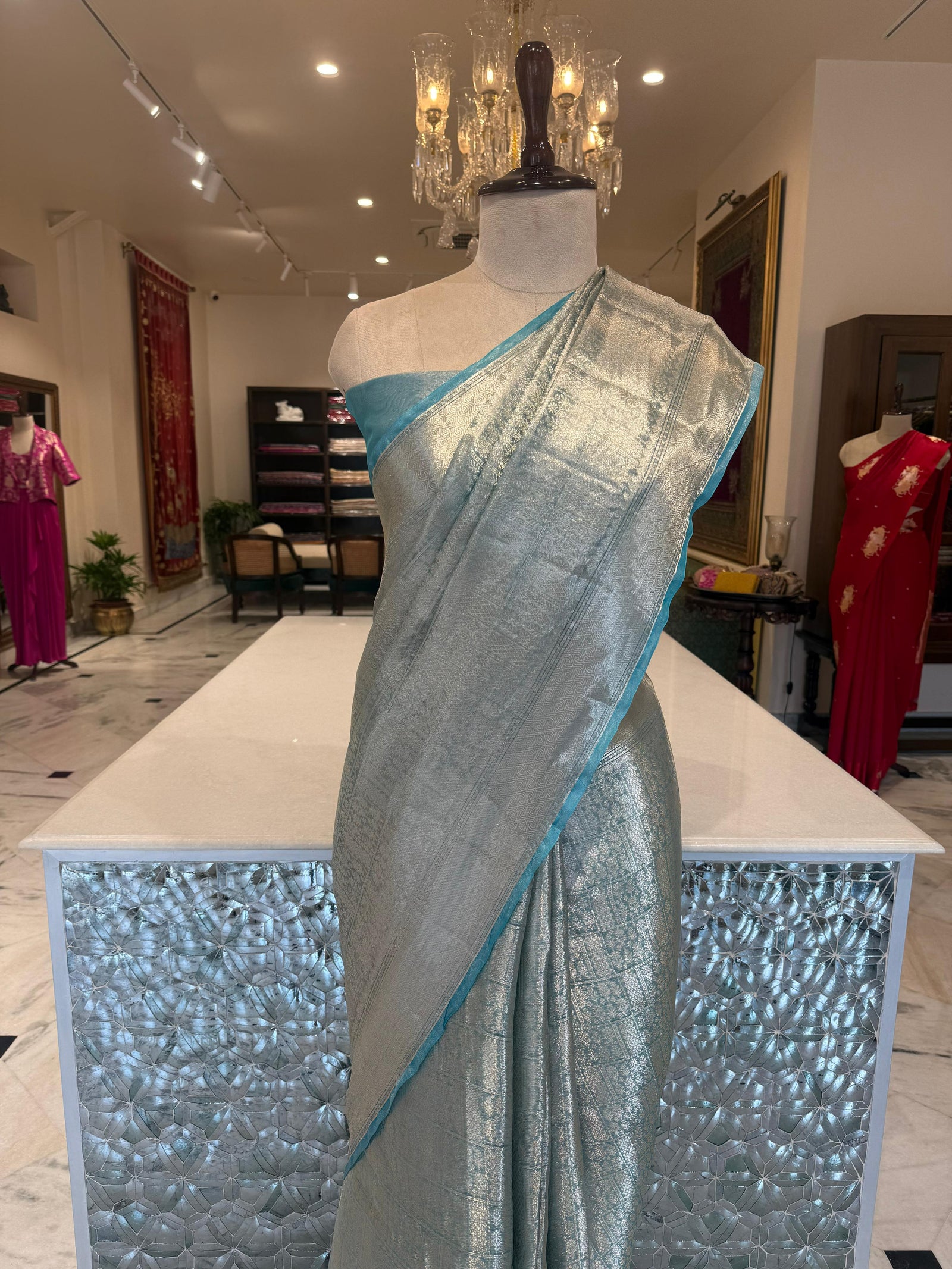 Blue Handwoven Banarasi Tissue Silk Saree