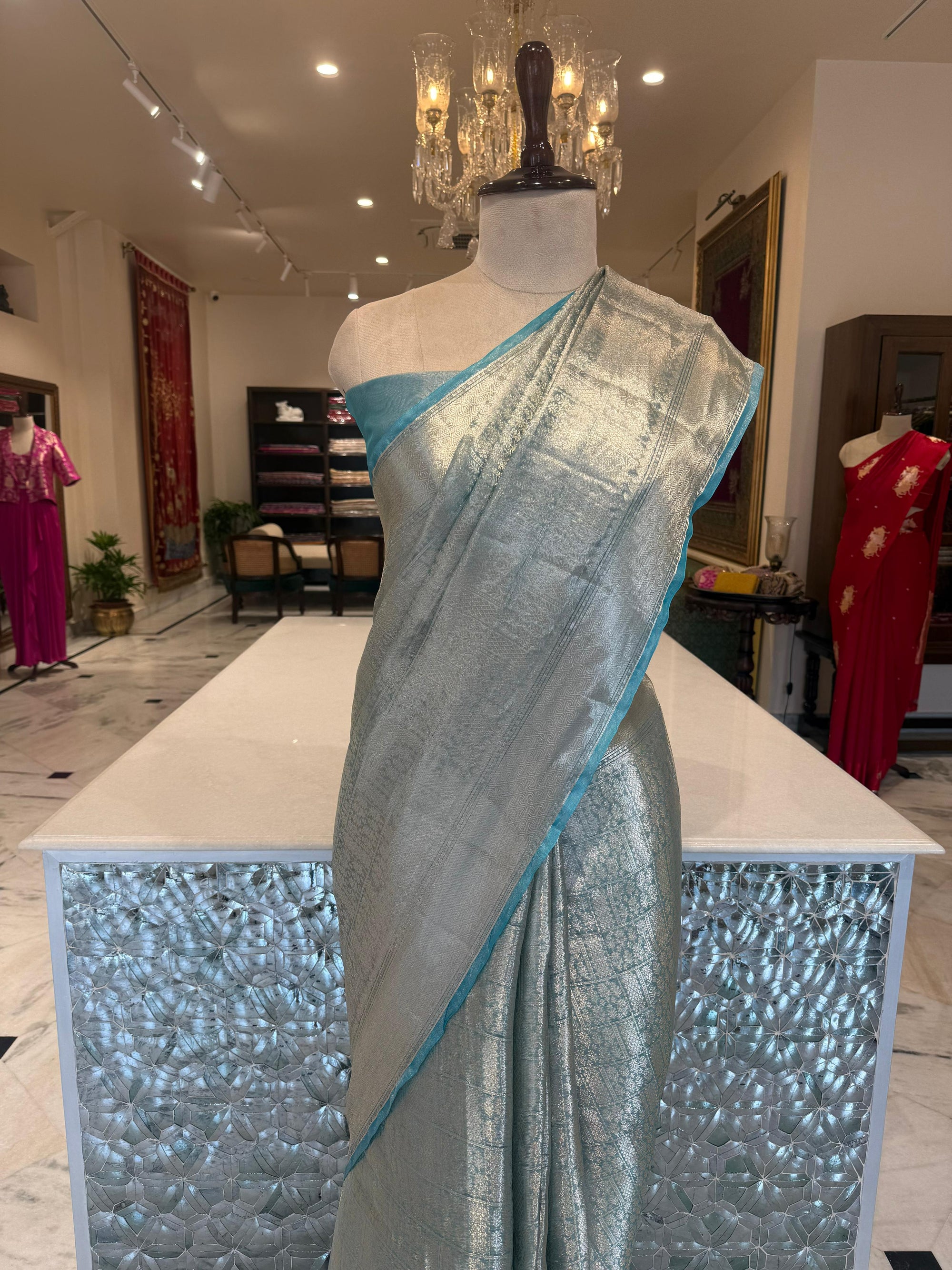 Blue Handwoven Banarasi Tissue Silk Saree