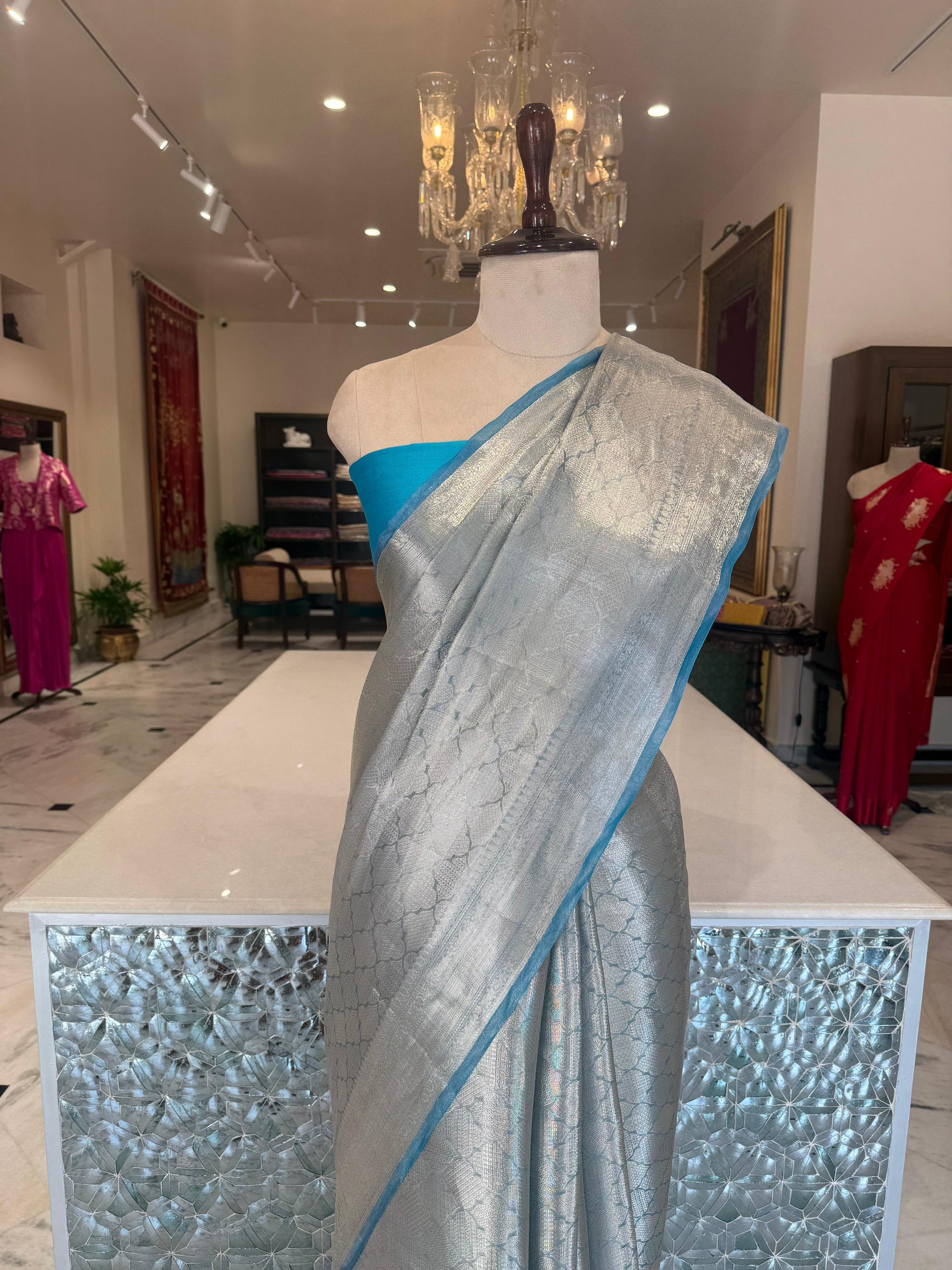 Blue Handwoven Banarasi Tissue Silk Saree