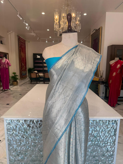 Blue Handwoven Banarasi Tissue Silk Saree